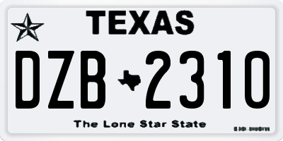 TX license plate DZB2310