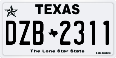 TX license plate DZB2311
