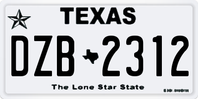 TX license plate DZB2312