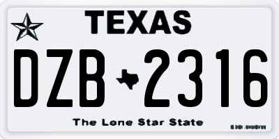 TX license plate DZB2316