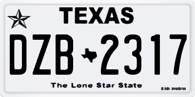 TX license plate DZB2317