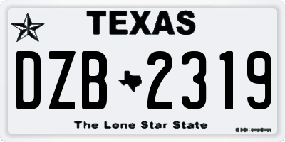 TX license plate DZB2319