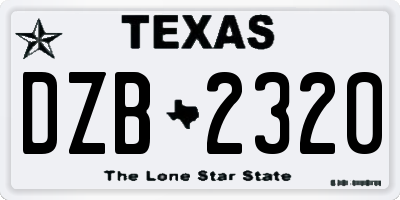 TX license plate DZB2320