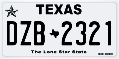 TX license plate DZB2321