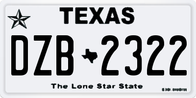 TX license plate DZB2322