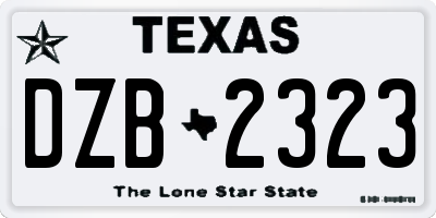 TX license plate DZB2323