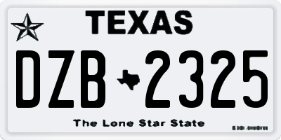TX license plate DZB2325