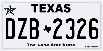 TX license plate DZB2326