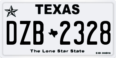 TX license plate DZB2328
