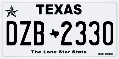 TX license plate DZB2330