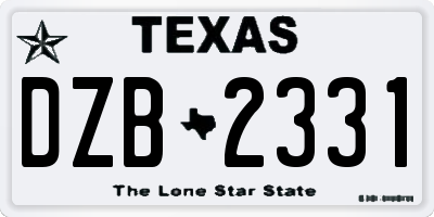 TX license plate DZB2331
