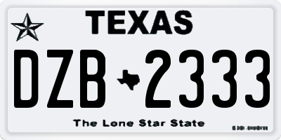 TX license plate DZB2333