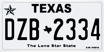 TX license plate DZB2334