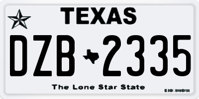 TX license plate DZB2335