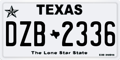 TX license plate DZB2336