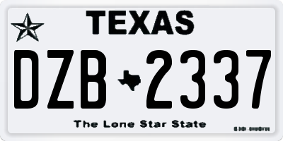 TX license plate DZB2337