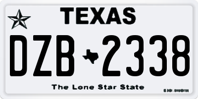 TX license plate DZB2338