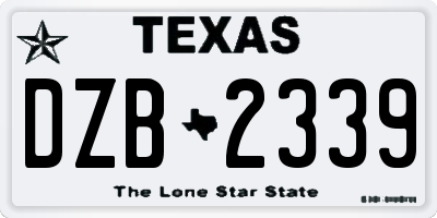 TX license plate DZB2339