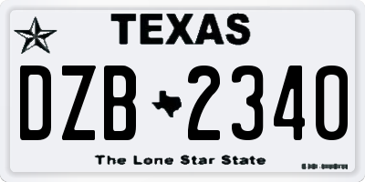 TX license plate DZB2340
