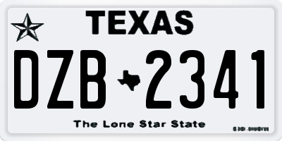 TX license plate DZB2341