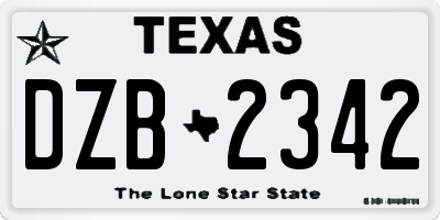 TX license plate DZB2342