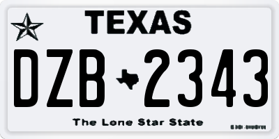 TX license plate DZB2343