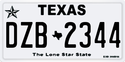TX license plate DZB2344
