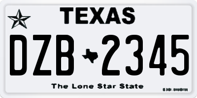 TX license plate DZB2345
