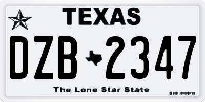 TX license plate DZB2347