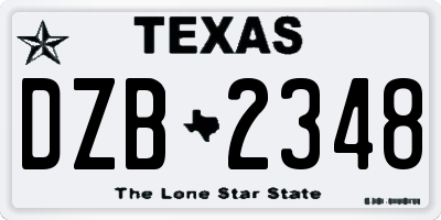 TX license plate DZB2348