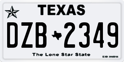 TX license plate DZB2349