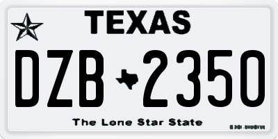 TX license plate DZB2350