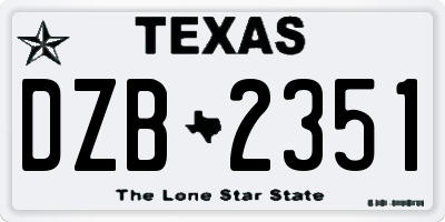 TX license plate DZB2351