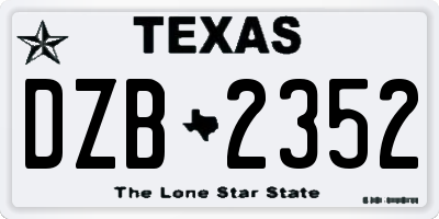 TX license plate DZB2352