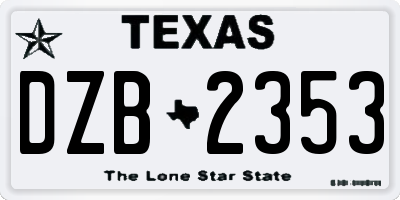 TX license plate DZB2353