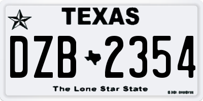 TX license plate DZB2354