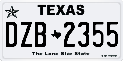 TX license plate DZB2355