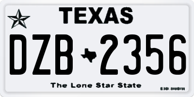 TX license plate DZB2356