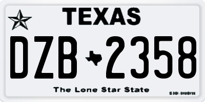 TX license plate DZB2358