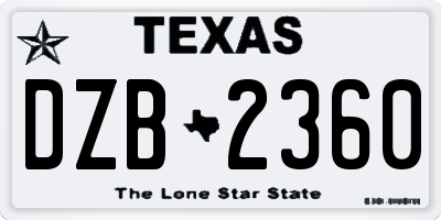 TX license plate DZB2360