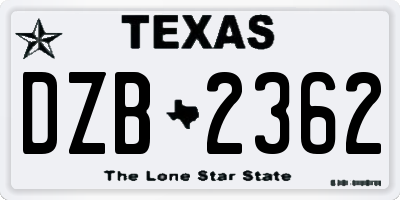 TX license plate DZB2362