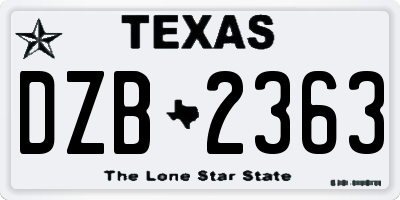TX license plate DZB2363