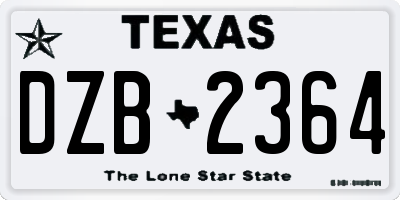 TX license plate DZB2364
