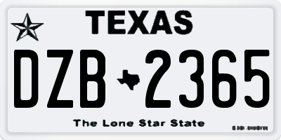 TX license plate DZB2365
