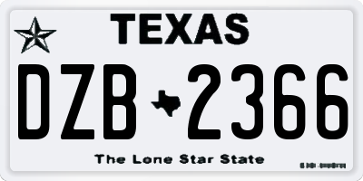 TX license plate DZB2366