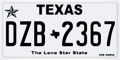 TX license plate DZB2367
