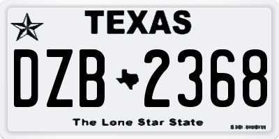 TX license plate DZB2368