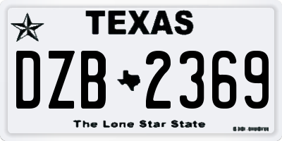 TX license plate DZB2369