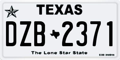 TX license plate DZB2371