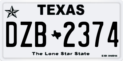 TX license plate DZB2374